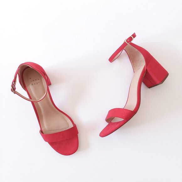 a new day Shoes - A New Day Red 2 Strap Faux Suede Michaela Pumps